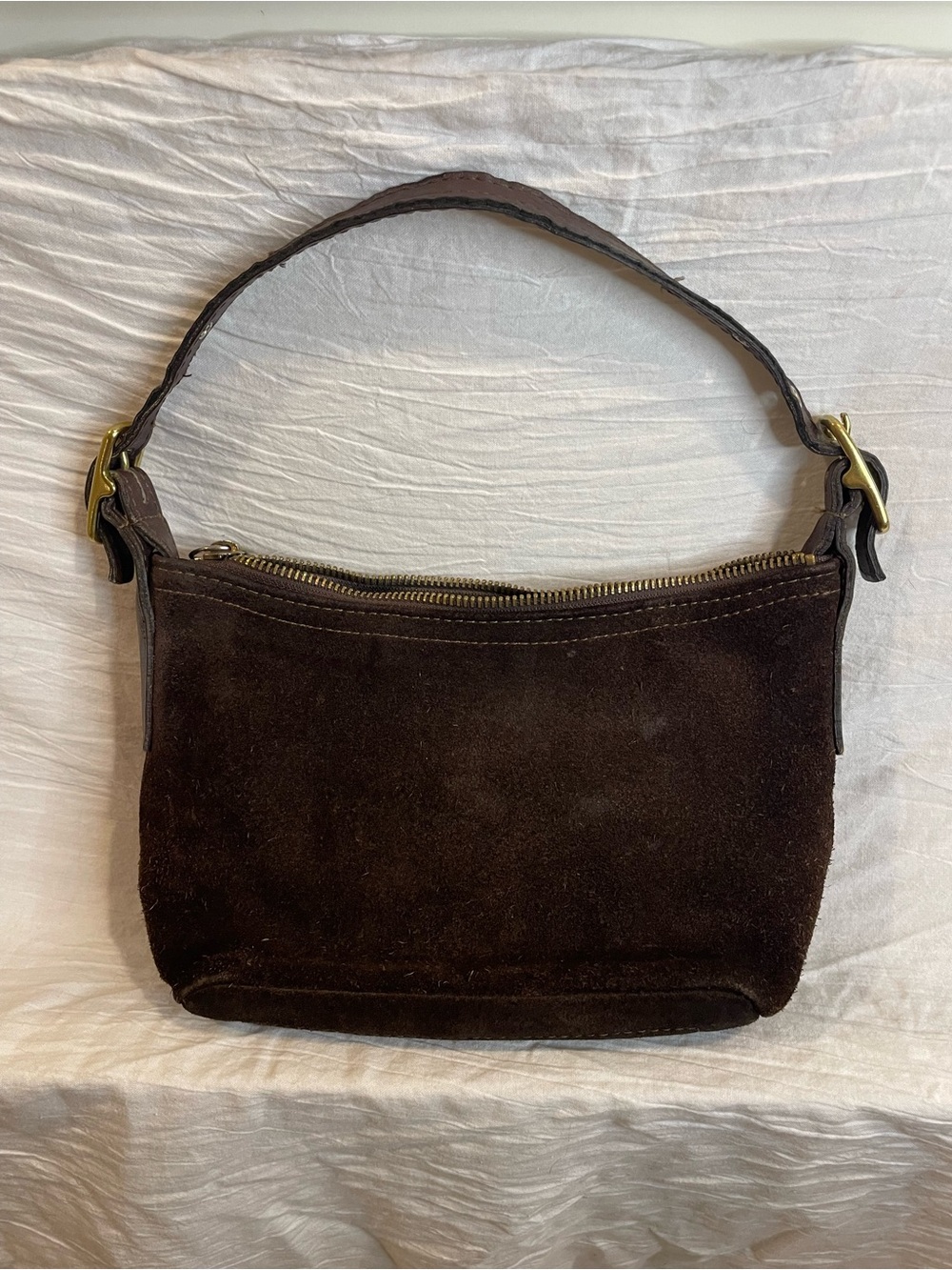 Vintage Coach Brown Suede Shoulder Bag Project Repair Brass Y2K